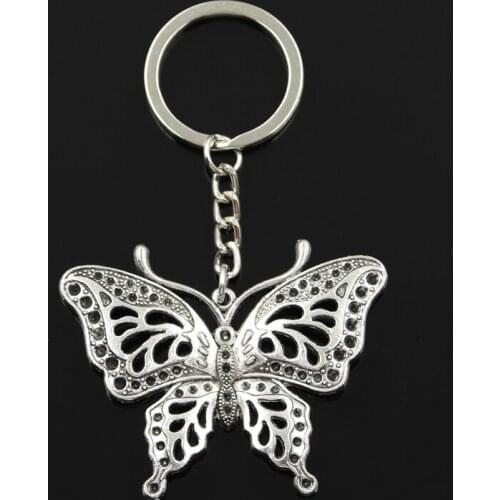 New Fashion Keychain 60x48mm Hollow Butterfly Pendants DIY Men Jewelry Car Key Chain Ring Holder Souvenir For Gift