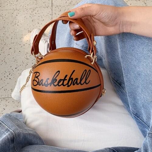 New Design Basketball Shape Hand Bag Fashion Women Chains Handbag Letter Shoulder Bag Female Mini Crossbody Bags Circular Purse