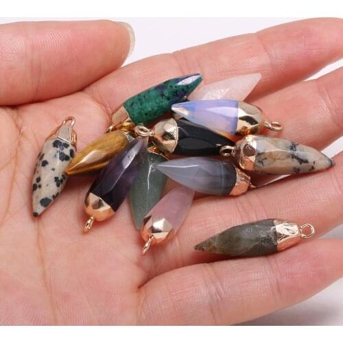 Natural Stone Faceted Pendants for Jewelry Making Diy earring necklace Bracelet accessories Charms Reiki Healing Gift