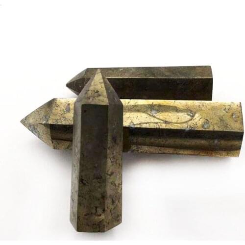 Wholesale Natural high quality healing crystal chalcopyrite wand pyrite point for decoration