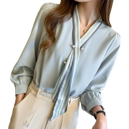 Cheap wholesale 2021 spring summer autumn new fashion casual ladies work women Blouse woman overshirt female OL Py1398