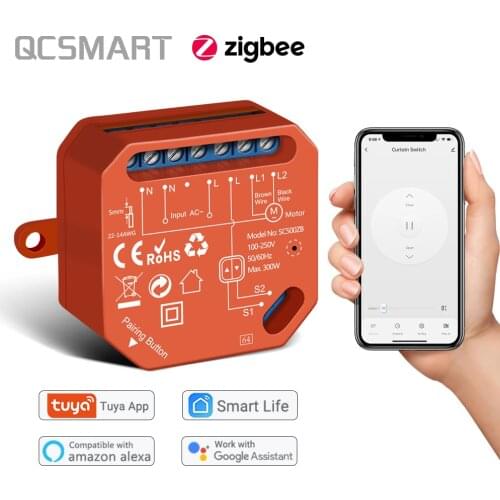 Tuya Smart Life ZigBee 3.0 Curtain Blind Switch for Roller Shutter Works with Google Alexa Conbee Deconz Stick Domoticz Hub Need