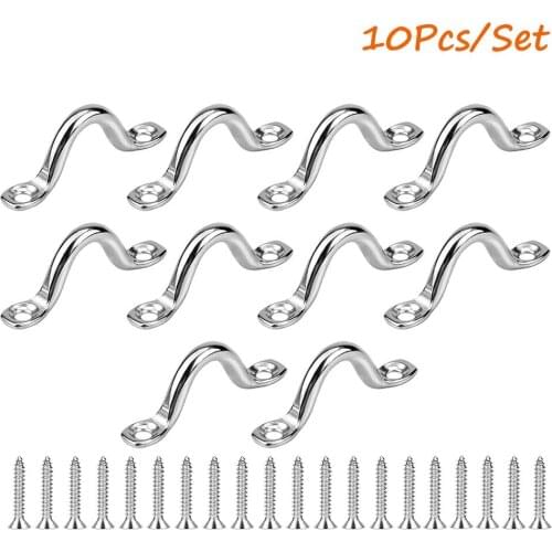 316 Stainless Steel Bimini Boat Top PAD Eye, 10Pcs Eye Straps,Kayak Deck Loops, Tie Down Anchor Point, for Kayak Canoe Rigging