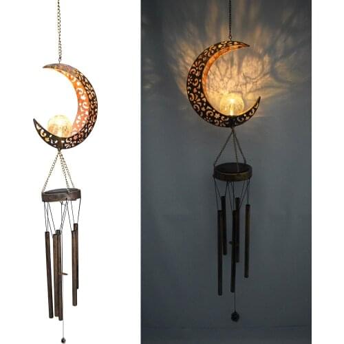 Camping Hanging LED Light Outdoor Solar Wind Chimes Lighting Yard Garden Moon Tubes Antique Art Ornament Windchime Home Decor