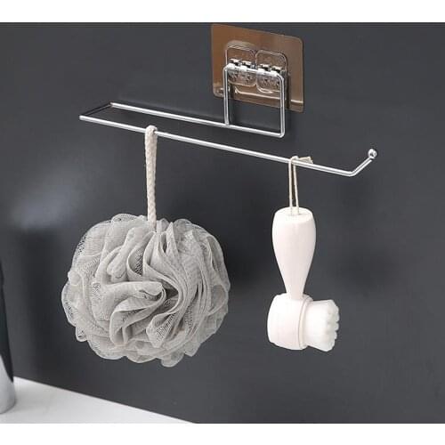 Towel Holder Bathroom Kitchen Organiser Wall Mount Shelf Toilet Paper Rack