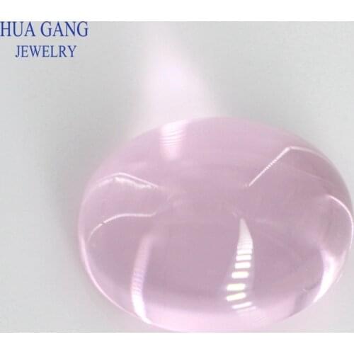 Pink Stone Oval Shape Cabochon Cut Flat Bottom Loose Glass Beads Synthetic Gems For Jewelry 8x10~13x18mm Free Shipping