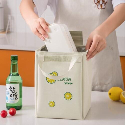 Foldable Cooler Lunch Bag Bento Tote Pouch Multicolor Thermal Insulate Dinner Container Portable Picnic Travel Food Storage Bag