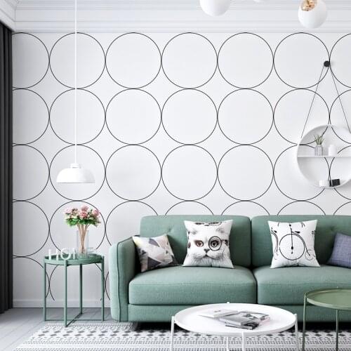 Modern geometric wallpaper simple art round lattice ins style PVC home decor background wallpaper TV sofa bedroom wall backdrop