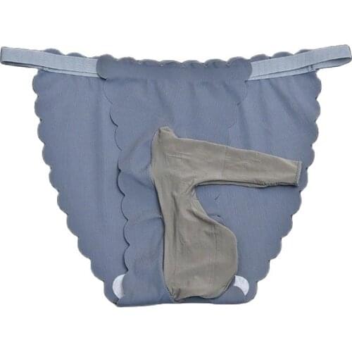 Men Ice Silk U Convex Pouch G-String Breathable Briefs Penis Sheath Cock Ring Appeal Clothing Rippled Edge One Piece Underwear