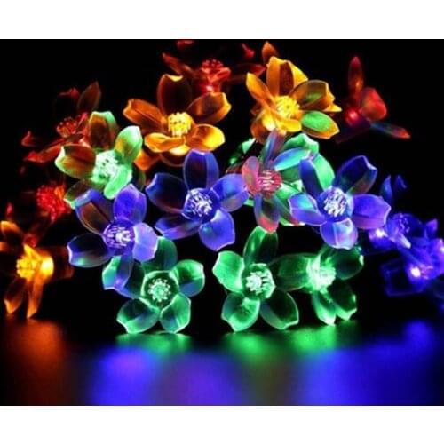 AC220V Cherry Blossoms Peach Flower Led String Light 10/20/30/50m Sakura Fairy Garland for Wedding Christmas Decor Outdoor Lamp