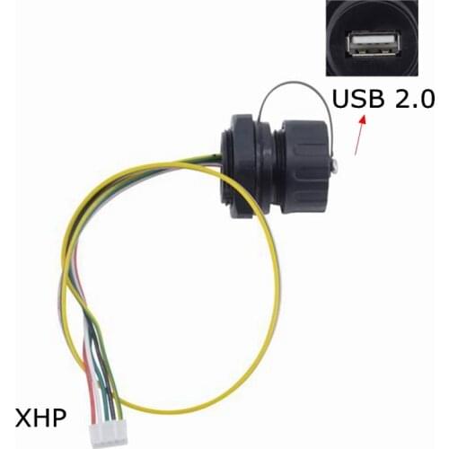 M25 USB 2.0 XHP Waterproof Extension Cable IP68 Connector Extender USB Female Socket Plug Panel Mount Adapter With Cap