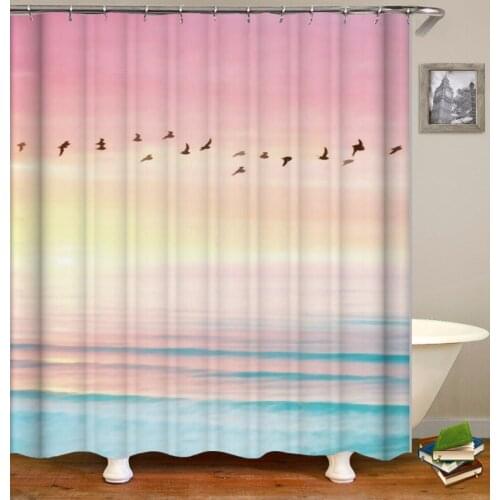 Seashell Shower Curtains Bathroom Curtain Set 3D Print Customized-made Waterproof Polyester Bath Screen 180*180cm