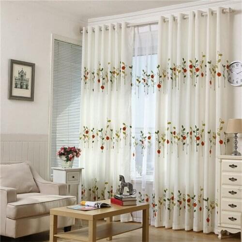 Embroidery Curtains for Living Room 1 Pc Pretty Window Door Decor Polyester Cortinas Kids Bedroom Kitchen Cafe Valances 2143