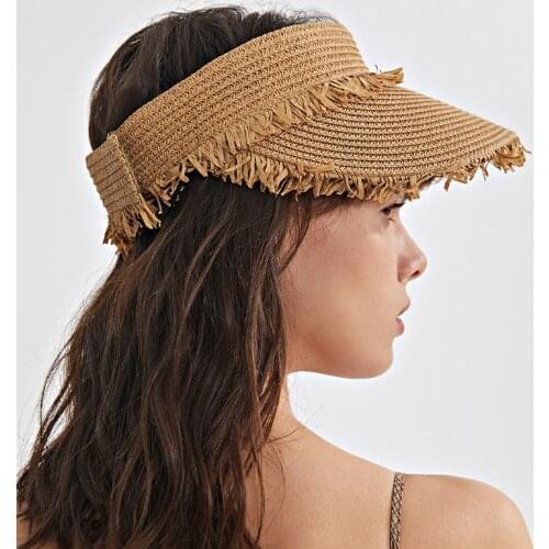 Women Panama Straw Hat Empty Top 2021 Womens Summer Hat Sun Protection Outdoor Sports Fishing Beach Sunshade Hat #T1P