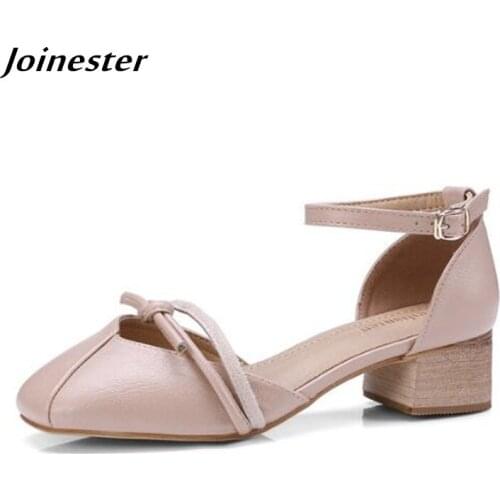 Ladies Mid Heeled Strappy Sandals Chunky Heel Fashion Buckle Pumps Square Toe Mary Jane Dancing Party Shoe Women Summer Shoes