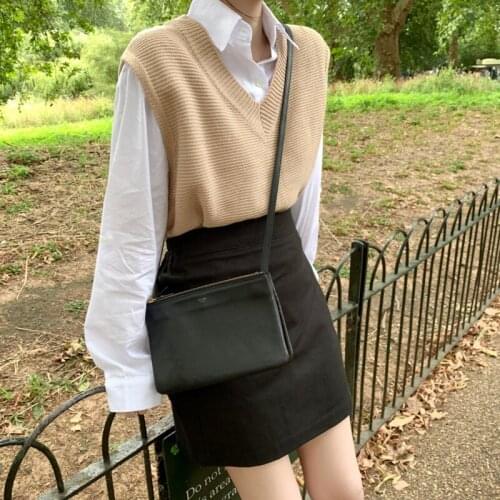 Women Solid Sleeveless V-neck Knitted Sweater Beige Casual Chic Vest Winter Outwear 2021