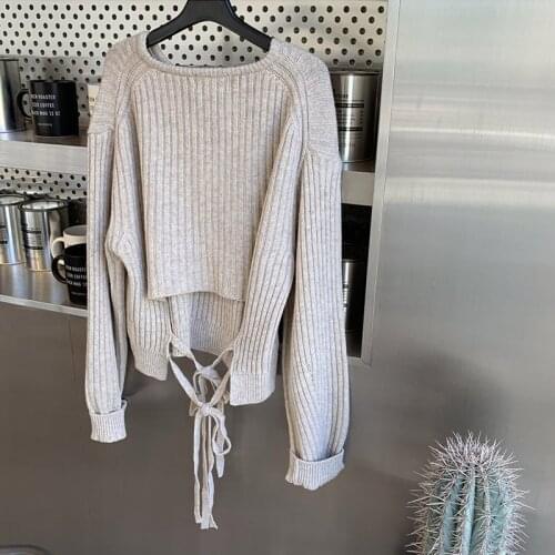 Pullover KNTS Woman Short Loose Version The Fairy Van Knitwear Partysu Preppy Style Frock Round Neck Sweater Winter женский