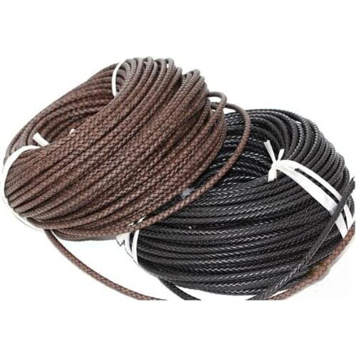 1m/lot Genuine Braided Leather cord 6mm Round Jewelry Cord Cow leather Rope DIY Fashion Necklace Bracelet Findings
