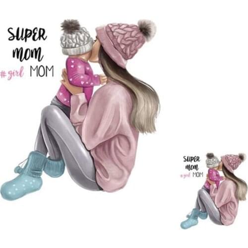 20pcs Super Mom Baby Kid Heat Transfer Stickers Vinyl Patches Iron On Patch For Clothing parches Applique Jeans Jacket Patchwork