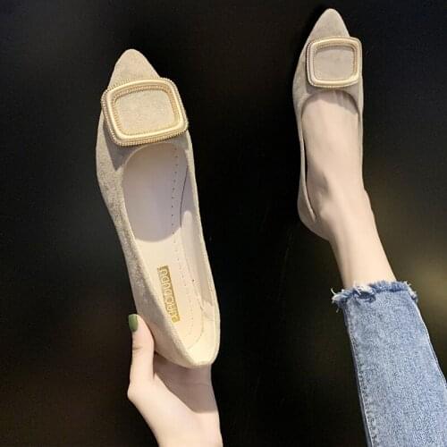 2020 Elegant Pointed Flat Shoes Women Patent Leather Flats Fashion Slip on Ladies Shoes lady slip on ballet Office shoes W33-37