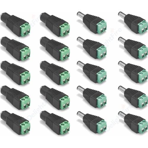 Female Male DC Connectors 2.1*5.5mm Power Jack Adapter Plug Cable Wire Connector For 3528 5050 5730 LED Strip Light CCTV Camera