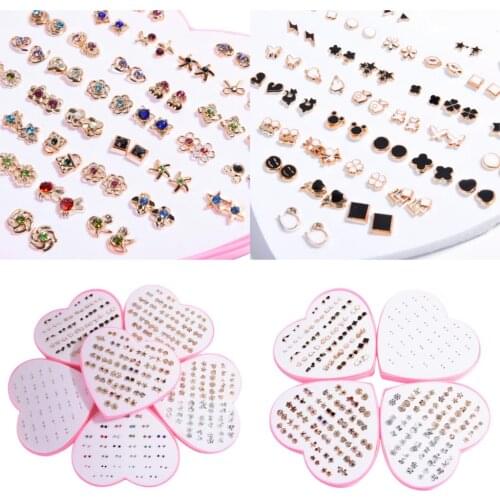 36 Pairs Rhinestone Crystal Geometric Stud Earrings Set For Women Gifts Jewelry