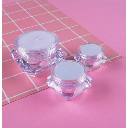 5g/10g/15g Plastic Cosmetics Jar Clear Diamond Crystal Shape Shell Makeup Box Mini Small Nail Art Glitters Storage Pot Container