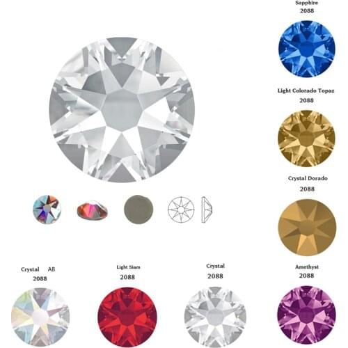 6A 2078 Hot Fix 8 big 8 smal Crystal Multi Rainbow Rhinestones Glass Hotfix Strass Stone Crystals AB Iron on for Clothes Garment