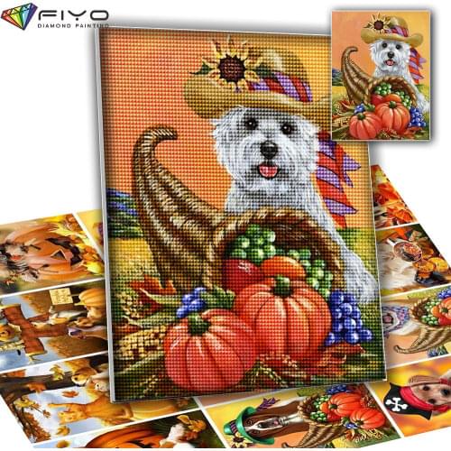 5d Diamond Painting Dog DIY Diamond Mosaic Cat Full Square/Round Diamond Embroidery Halloween Animal Pumpkin Home Decor cuadros