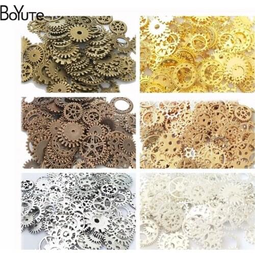 BoYuTe (200 Gram/Bag) Mix Metal Alloy 12MM 25MM Gears Pendant Charms for Jewelry Making Diy Steampunk Gear Wholesale