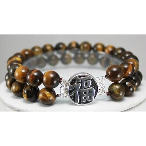 3 rows tiger eye bless bracelet