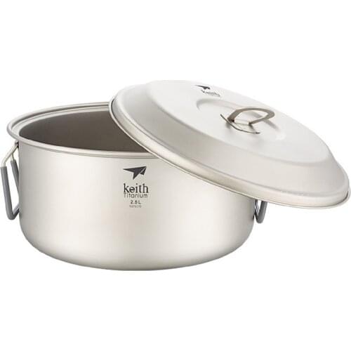 Keith Ti6018 Titanium Soup Pot Ultralight Camping Cookware 2500ml
