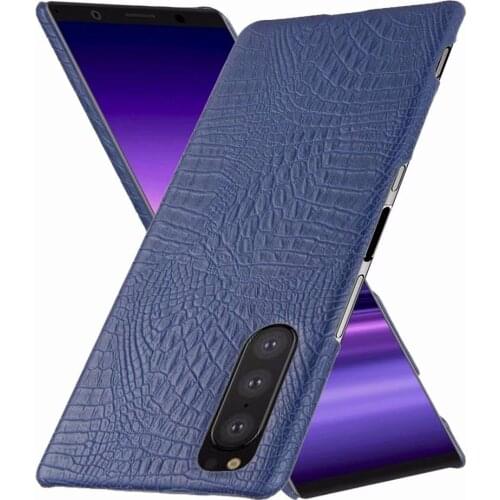 For Sony Xperia 5 Case Luxury Crocodiel Texture PU Leather Back Hard Plastic Case Cover For Sony Xperia 5 J8210 J8270 J9210