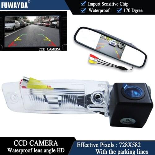 FUWAYDA Color CCD Chip Car Rear View Camera for KIA SPORTAGE R 2010-2014 + 4.3 Inch rearview Mirror Monitor WATERPROOF HD