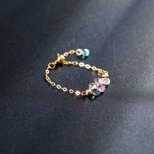 DAIMI 14k gold Injection sapphire ring adjustable ring color treasure ring for girlfriend