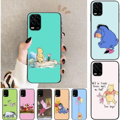 Disney Winnie Bear Cute cartoon Phone Case For XiaoMi Redmi Note 11 10 9S 8 7 6 5 A Pro T Y1 Anime Black Cover Silicone Back Pre