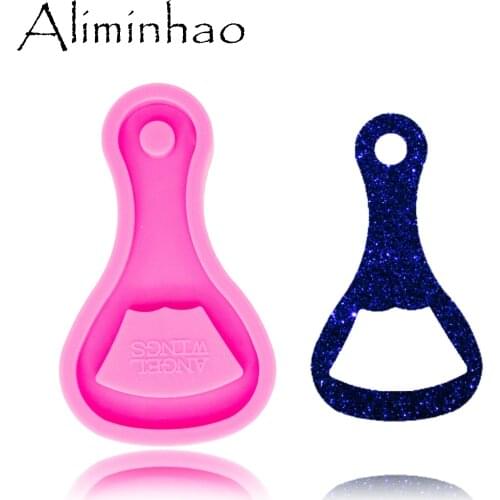 DY0348 Shiny Bottle Opener mold Silicone Molds DIY resin epoxy keychains Mould for jewelry Key ring pendant decoration