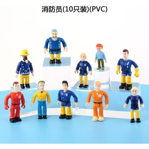 10pcs 7cm no repeat Cartoon fireman Sam Action Figures Dolls PVC brave rescue block model toy d11