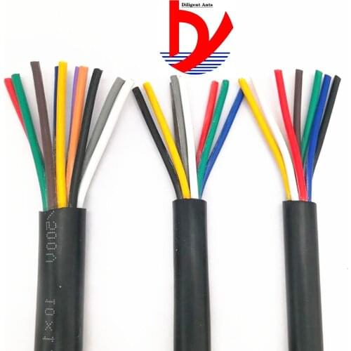 RVV cable black 26AWG 0.12MM2 RVV 2/3/4/5/6/7/8/10/12/14/16/20 control signal line copper wire
