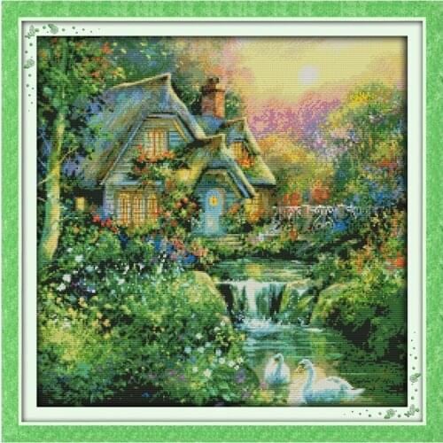 Country cabin painting counted 11CT 14CT DIY kit Chinese wholesale Cross Stitch embroidery needlework Sets home decor