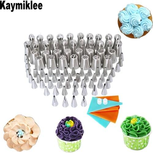 KAYMIKLEE 90PCS/SET Nozzle Pastry Cake Decorating Icing Piping Tips For Kids Birthday Party Cake Decorations CS096