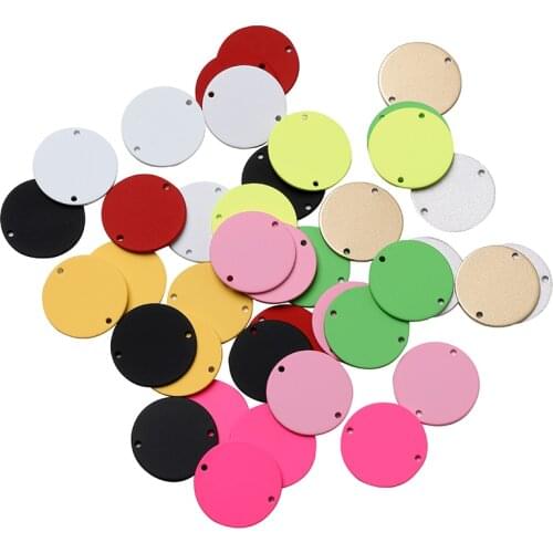 1*20mm Brass Double Hole Geometric Round Pendant Painted Multicolor Fashion Charm Jewelry Accessories DIY Handmade Material
