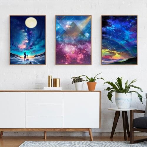 Nordic style Minimalist Art starlight print canvas painting wall art wall pictures for living room home decor