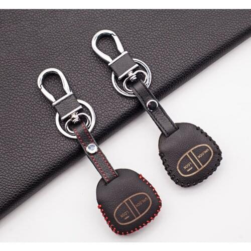 Praise Soft Leather car key case For Mitsubishi colt lancer outlander grandis pajero sport 2 button car key chain cover
