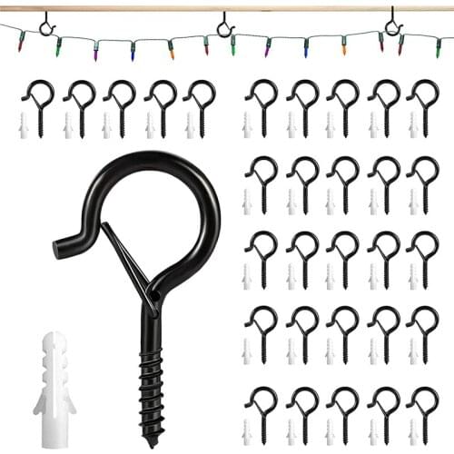 New 30Pc Q-Hanger,40Lb Capacity Heavy Duty Screw-In Hooks Rust-Resistant Outdoor Light Clips Ceiling Hooks For String Lights