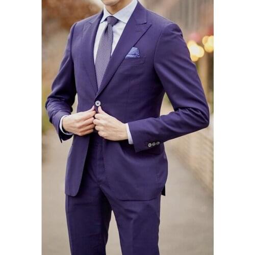 New Fashion Custom Dress Suit High Quality Purple Men Suits Slim Fit Groom Tuxedo For Wedding Travel Party 2 Prc (Jacket+Pants)
