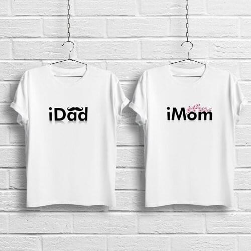Personalized IDad IMom Design Dual White Suit T-Shirt-2
