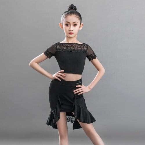 2020 Latin Dance Dress For Girls Rhinestone Decoration ChildrenS Latin Dance Practice Clothes Bandage Style Latin Dress DQS5766