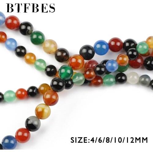 BTFBES Multicolor Color Natural Stone Colorful RED Carnelian Round Loose Bead Ball for Jewelry Bracelet Making DIY 4/6/8/10/12MM