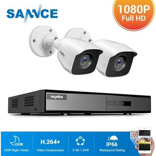 SANNCE 4CH DVR CCTV System 2PCS/4PCS 2MP IR Outdoor Security Cameras 1080P TVI CCTV DVR 1280TVL Surveillance Kit